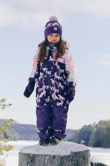 Kids One Piece Play Snowsuit Purple Unicorn Print
