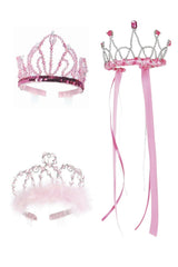 Deluxe Princess Tiara Dark Pink Bundle