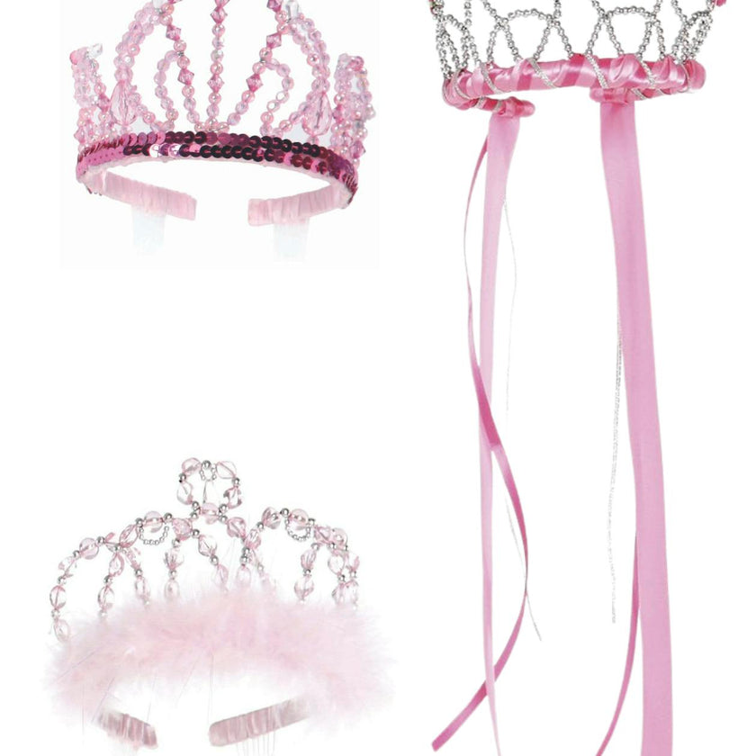 Deluxe Princess Tiara Dark Pink Bundle