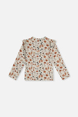 Long Sleeve Organic Cotton T-Shirt Beige With Squirrel Print