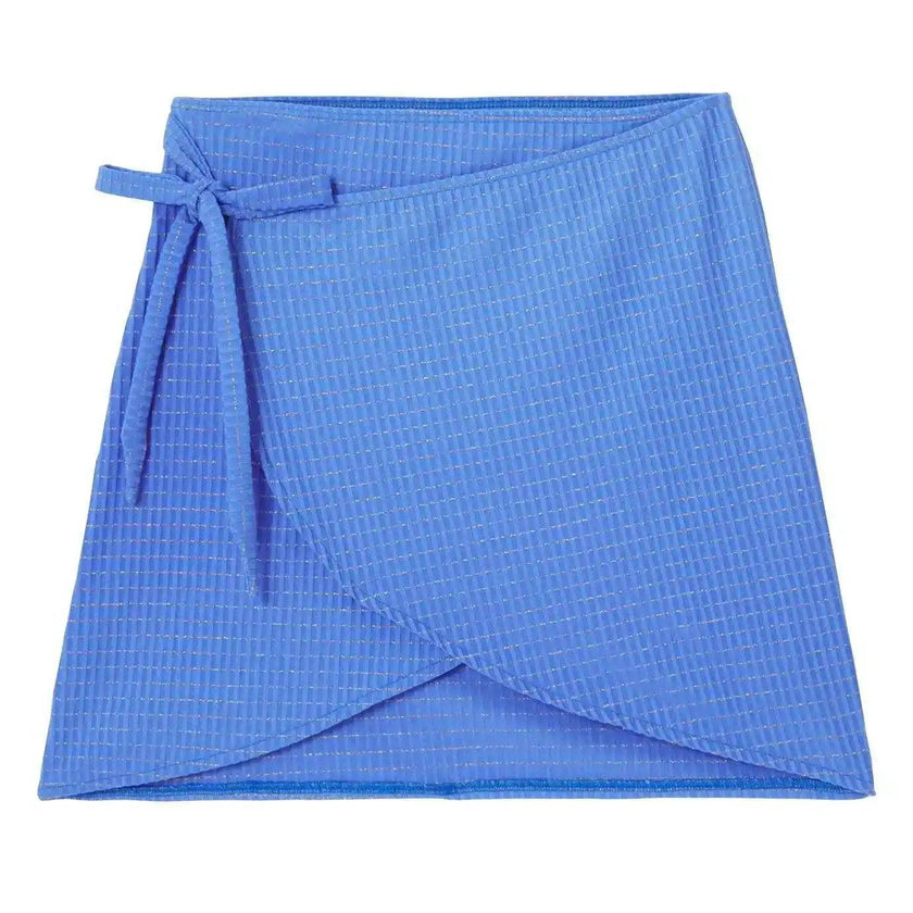 Knotted skirt, blue lurex | CALYPSO SKIRT