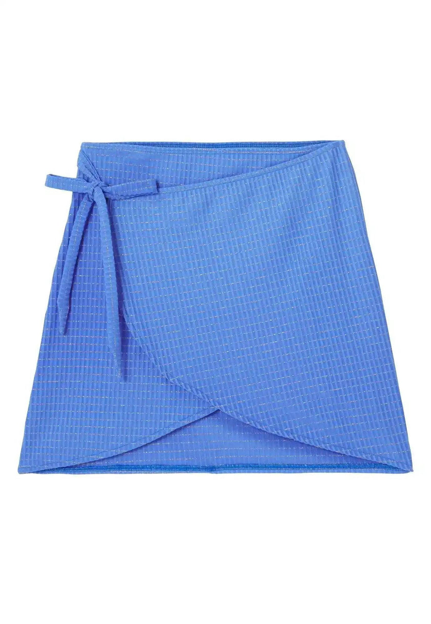 Knotted skirt, blue lurex | CALYPSO SKIRT