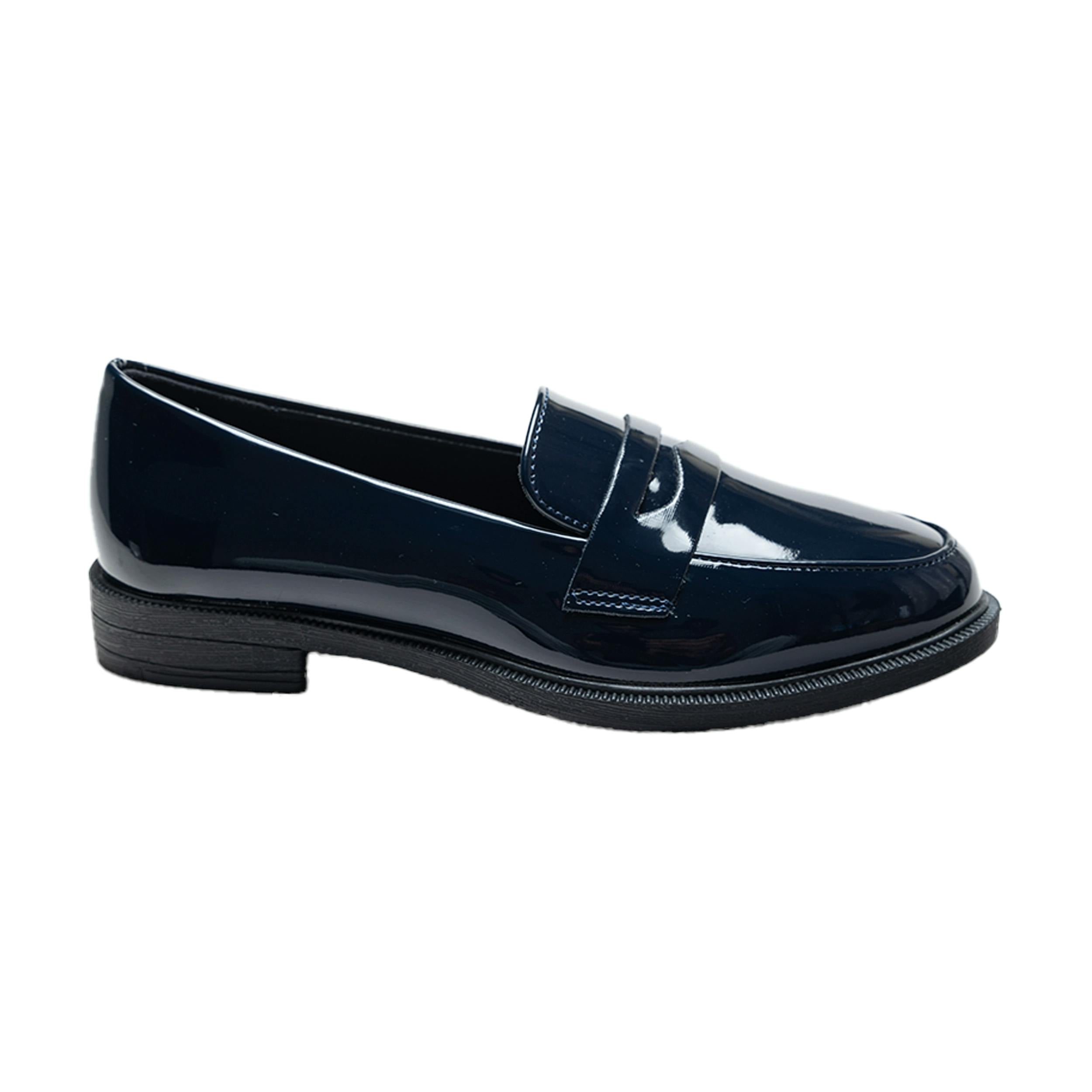 Navy Patent Penny Loafers