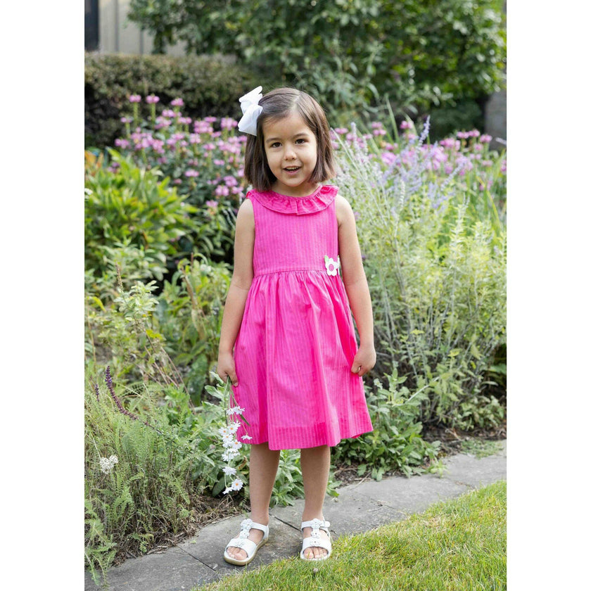 Shimmer Stripe Lawn Dress With Flowers