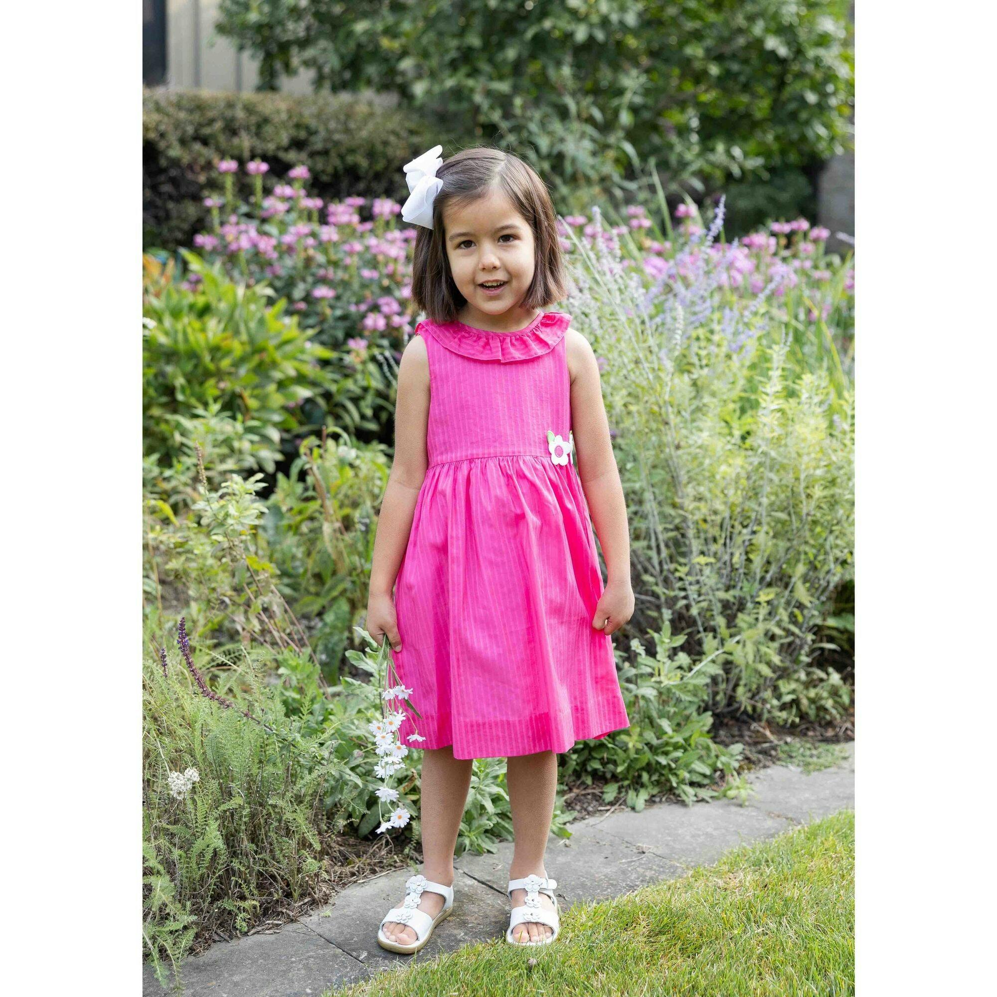 Shimmer Stripe Lawn Dress With Flowers