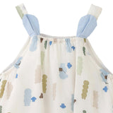 Blue Patterned Shoulder Strap Dress
