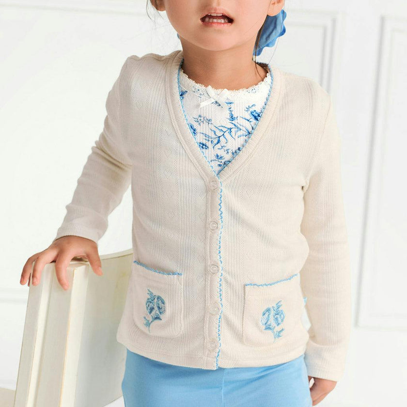 Ivory Hattie Pointelle Picot Cardigan