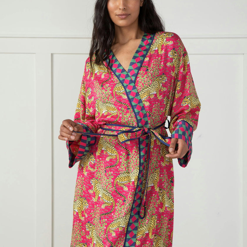 Bagheera - Eco Satin Robe - Hot Pink