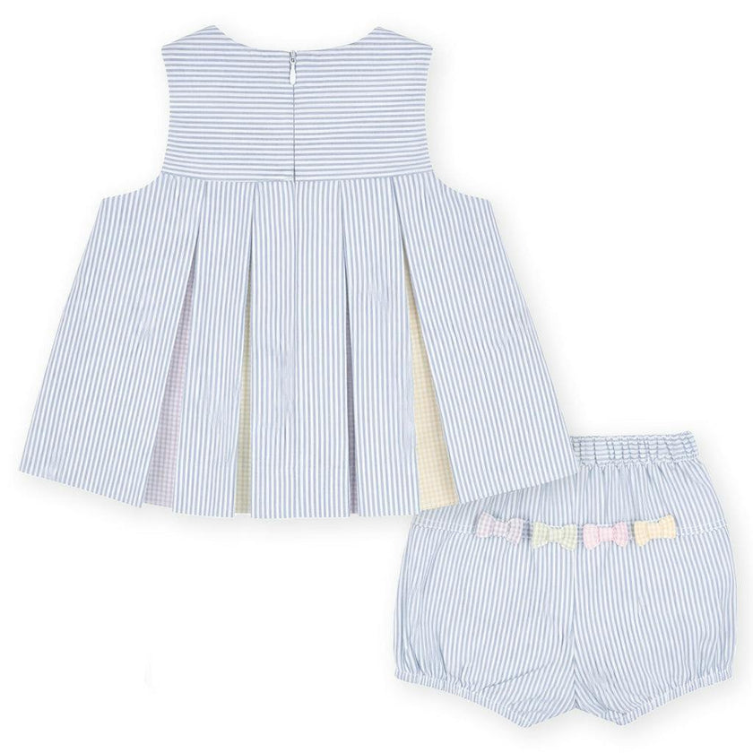 Multicolor Seersucker Dress & Bloomer
