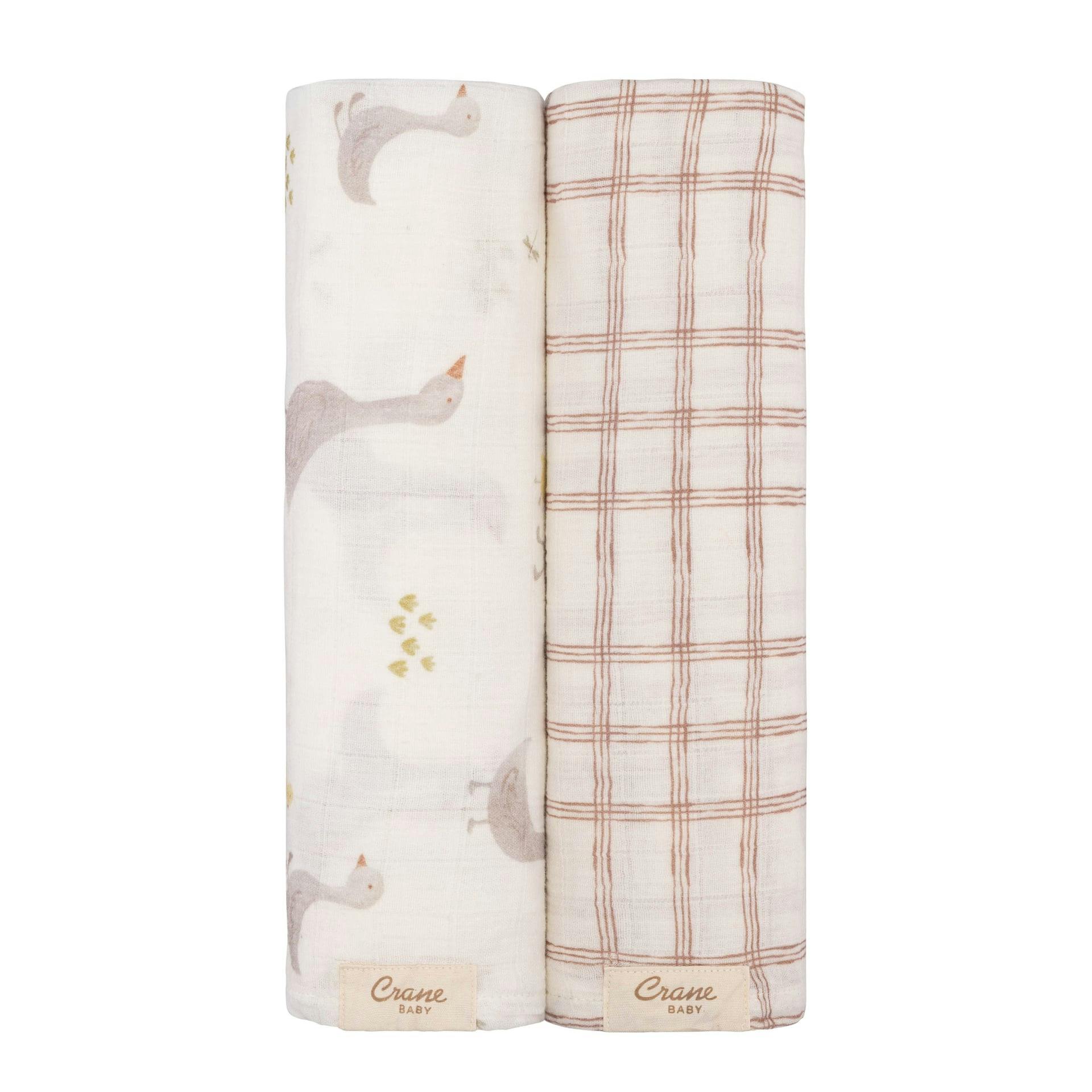 Charlie Cotton Muslin Swaddle Blanket Set (Goose, Set of 2)