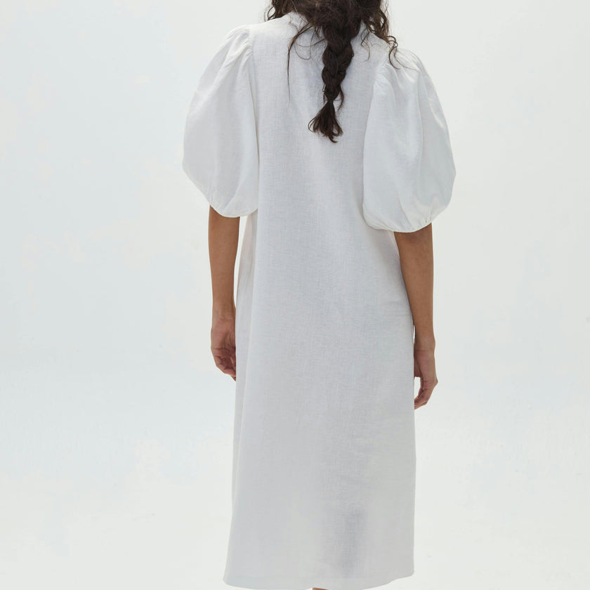 Bubble Linen Dress - Off White