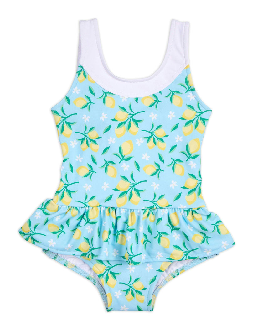 Lemon Print Skirted Swimsuit