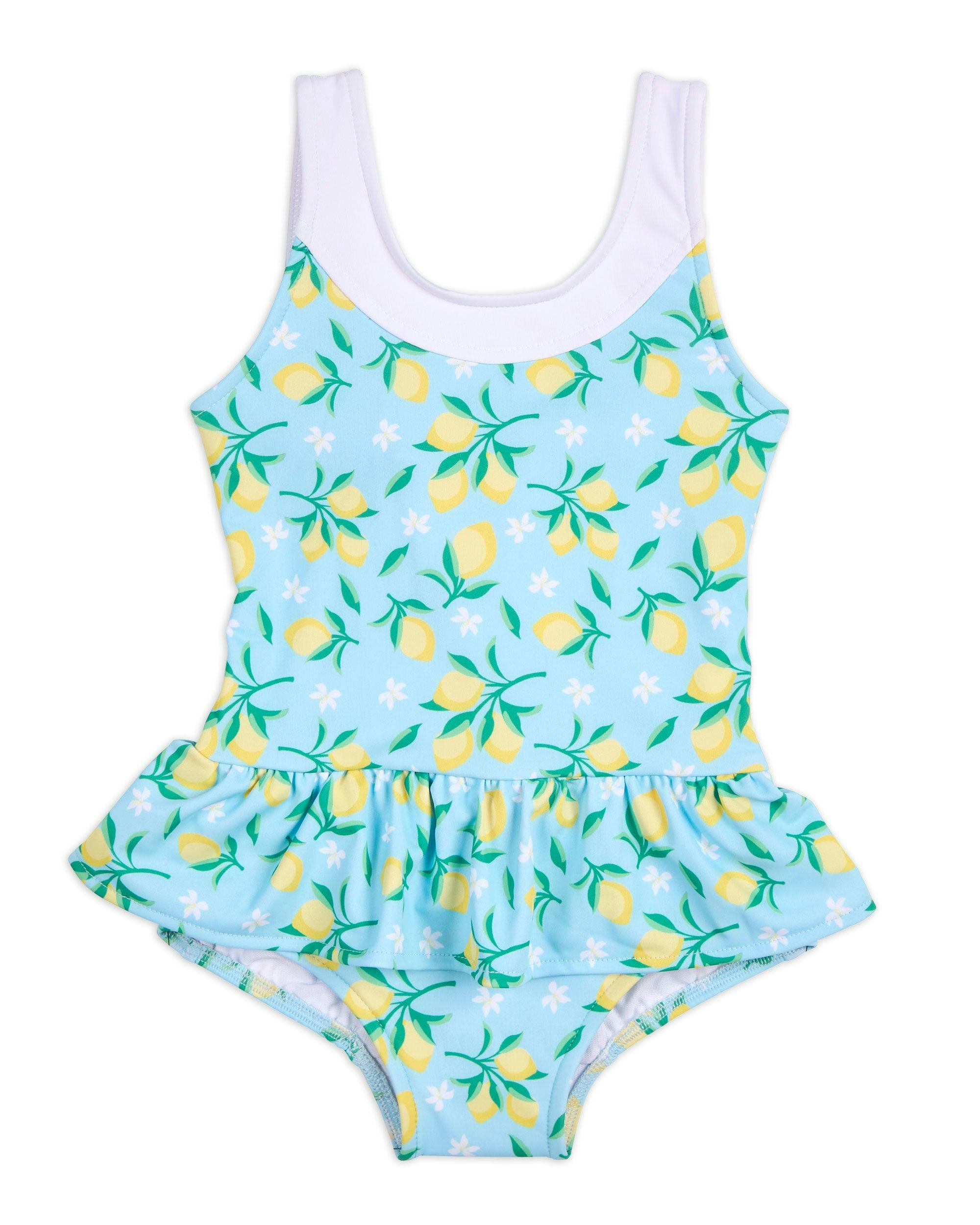Lemon Print Skirted Swimsuit
