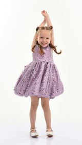 Purple Ainsley Sequin Bow Dress