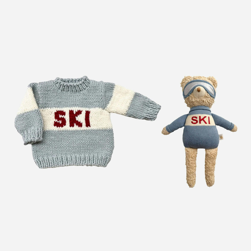 Ski Sweater and Benjamin Bear Set - Bowie Grey