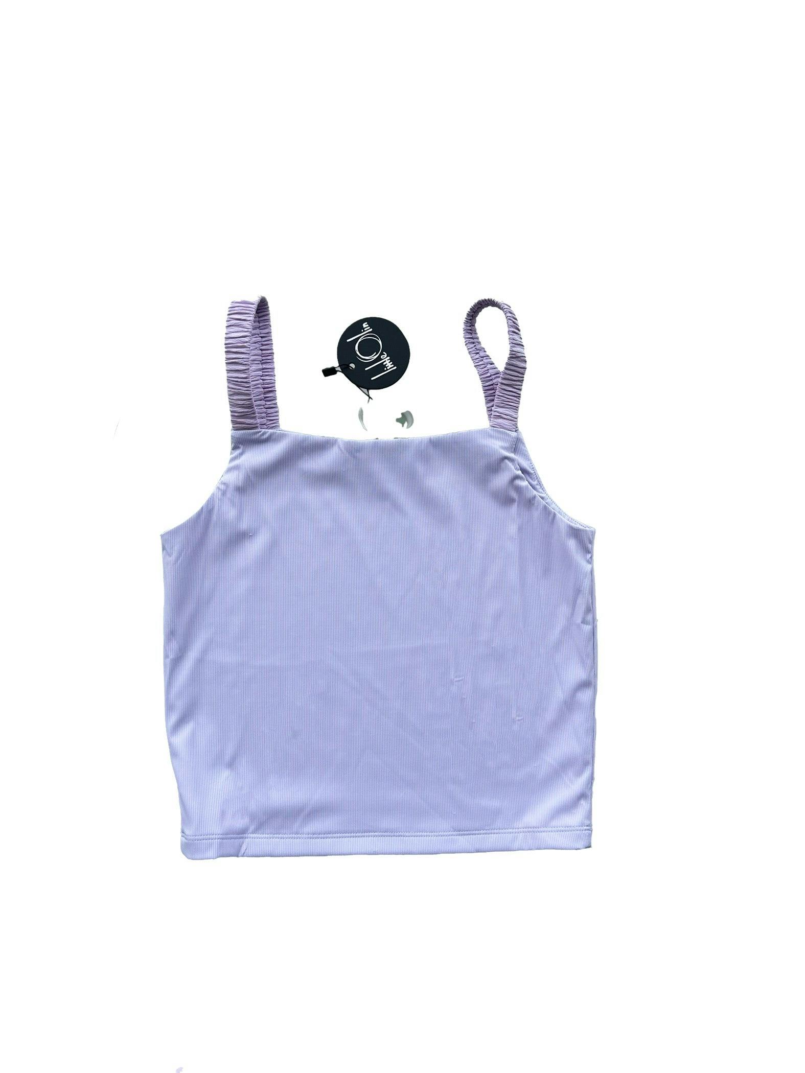 Lavender Ruffle Strap Tank Top