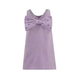 Lavender Crystal Heart Denim Bow Dress