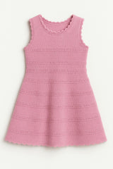 Cali Crochet Flare Summer Beach Dress - Pink