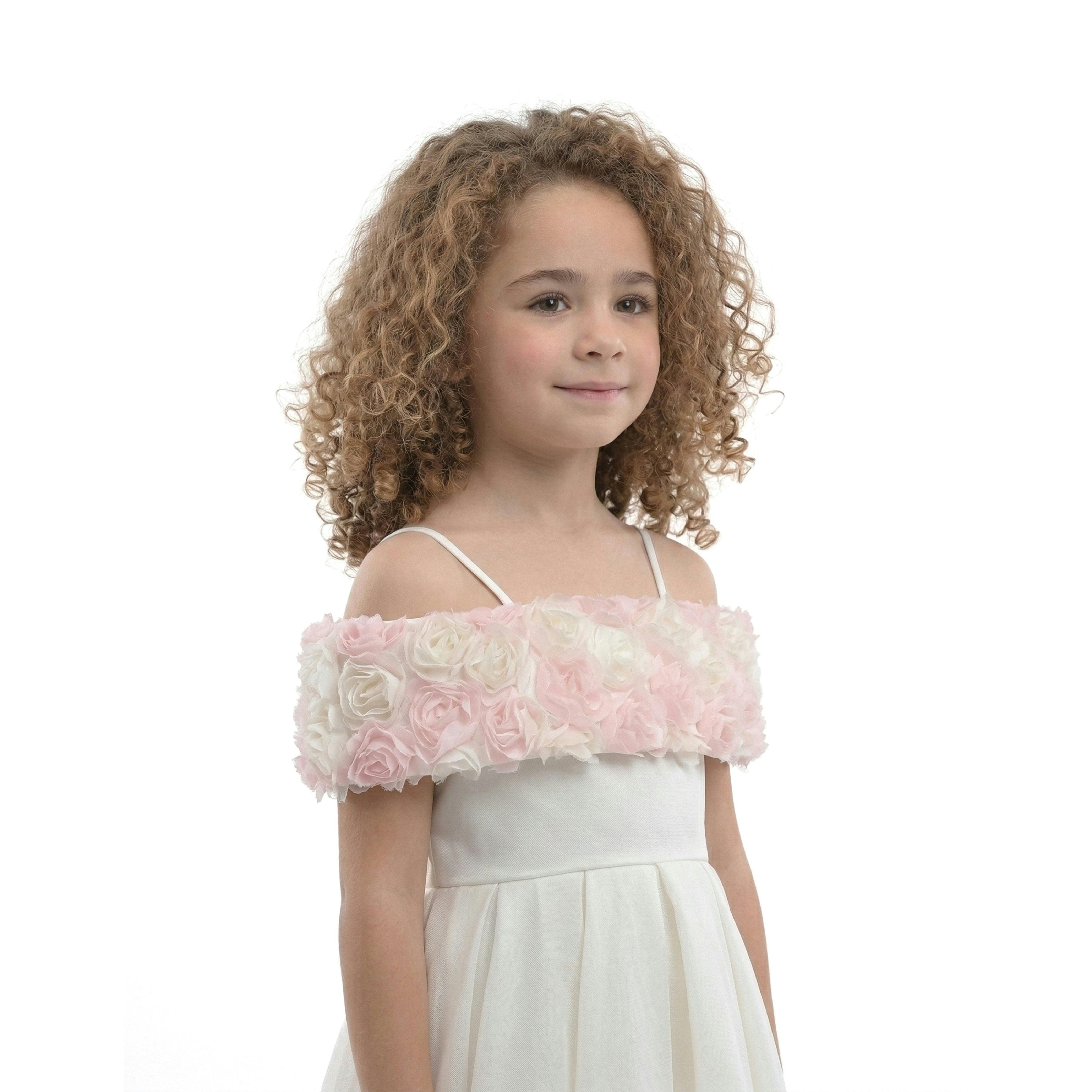 White Claire Cascade Rose Dress