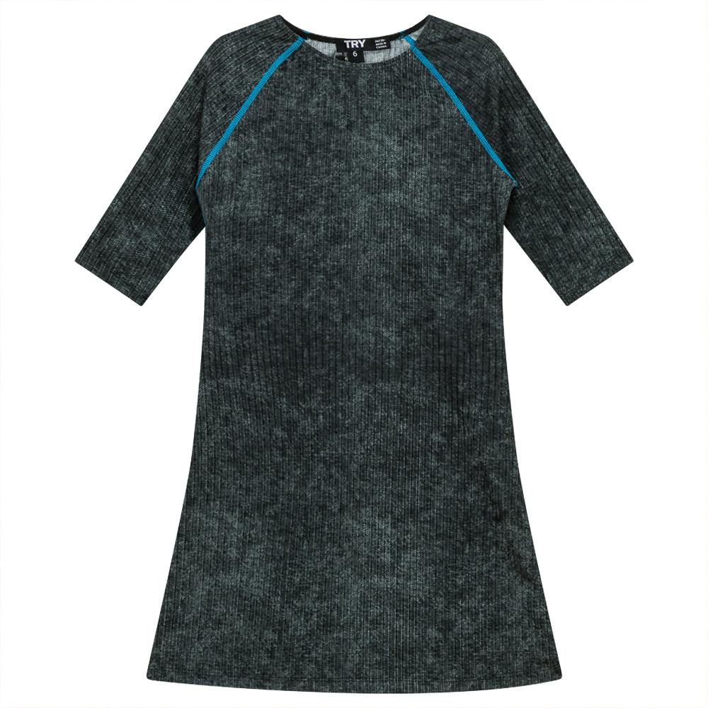 Distressed Rib Swim Dress