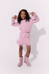 Pink Feather Sweat Suit