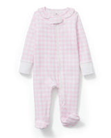 Baby's Pima Ruffle Collar Romper in Pink Gingham