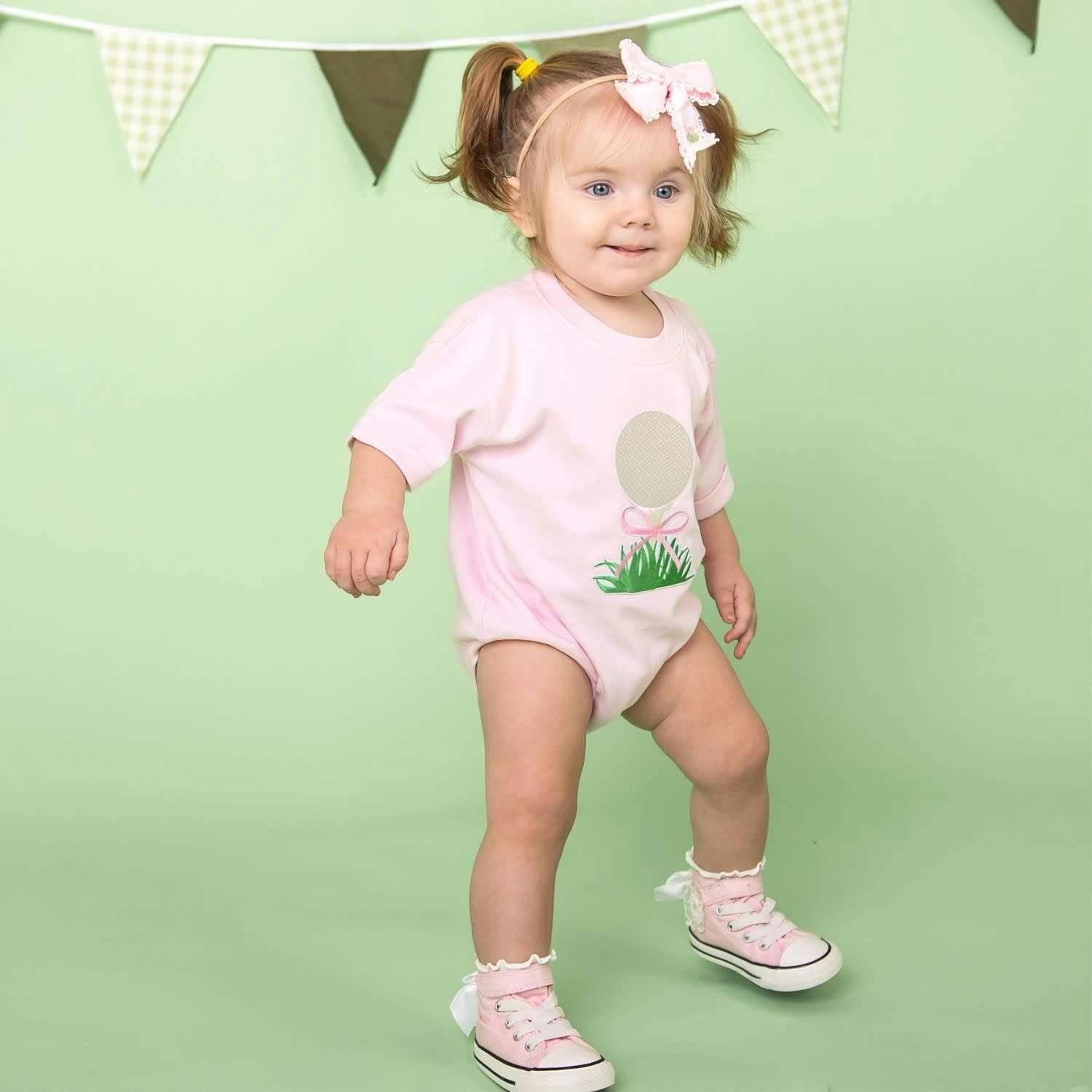 Golf Tee Embroidered Lace Bow Baby Headband