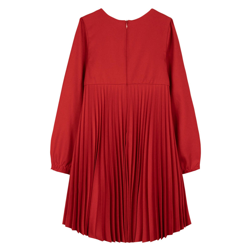 Red Pleated Floral Dress