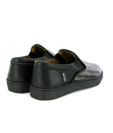 Leather Slip On Sneakers, Black & Grey Stripes