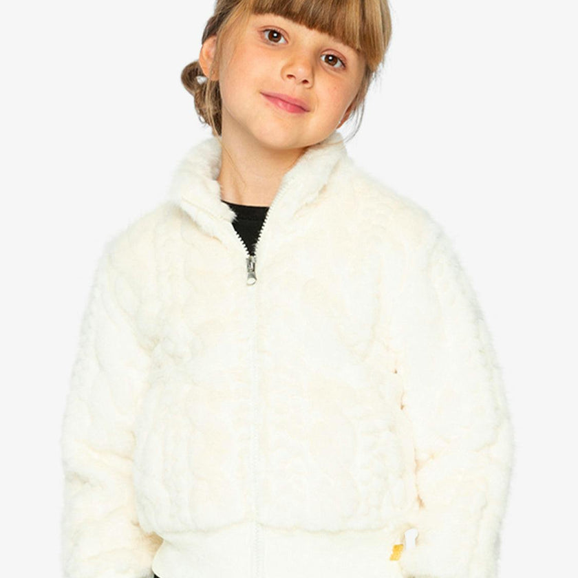 Faux Fur Jacquard Jacket Beige