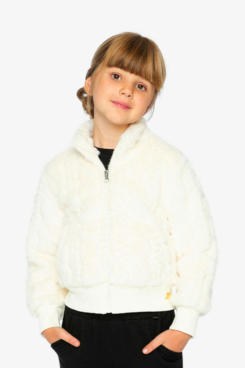 Faux Fur Jacquard Jacket Beige