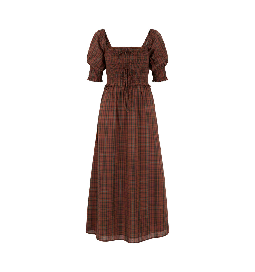 The Malene Nap Dress - Chestnut Plaid