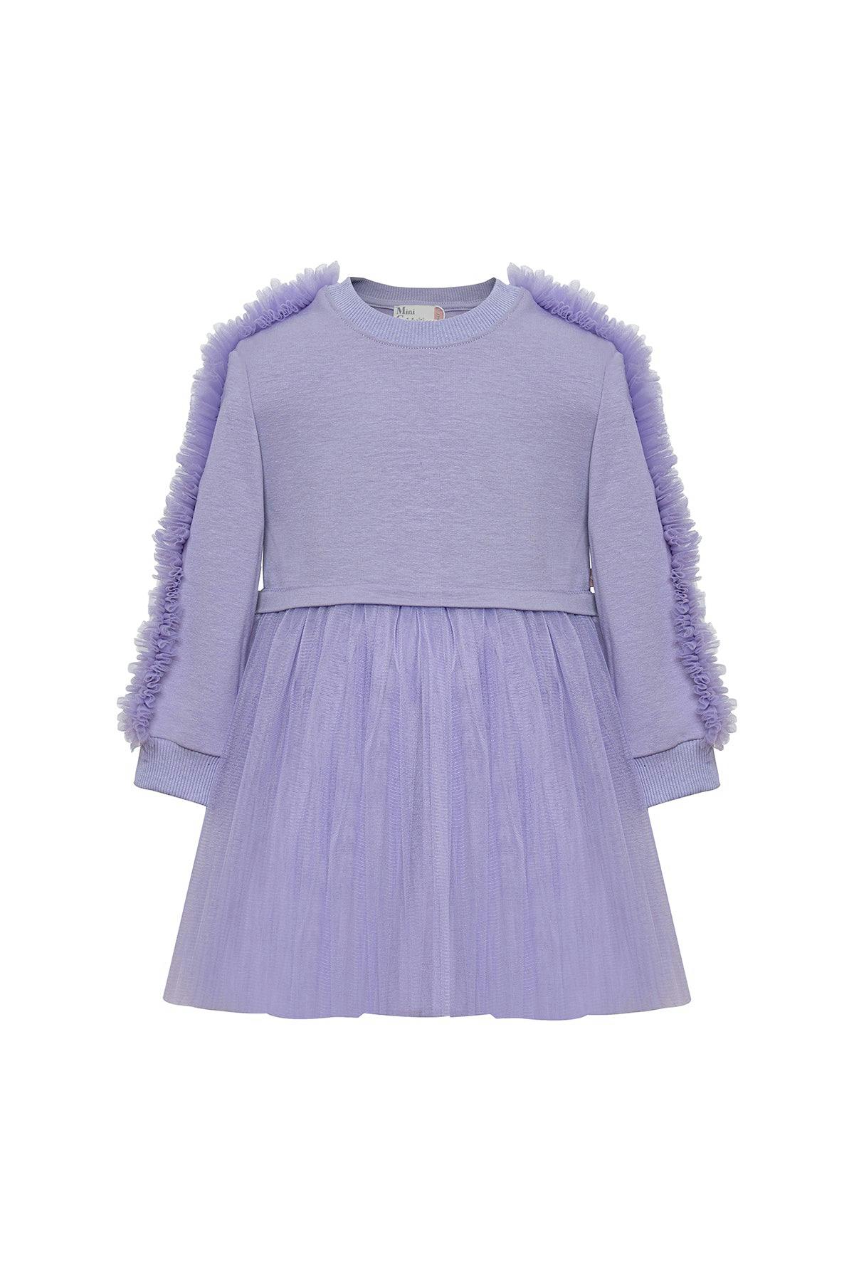 Lilac Poppy Sweatshirt Tutu Dress