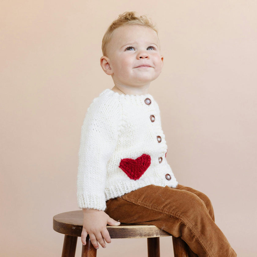 Heart Cardigan, Red