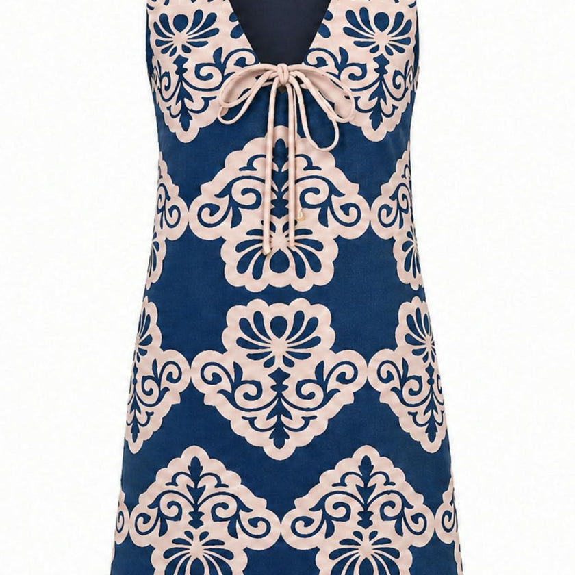 Victoria Navy Sea Wall Mini Dress