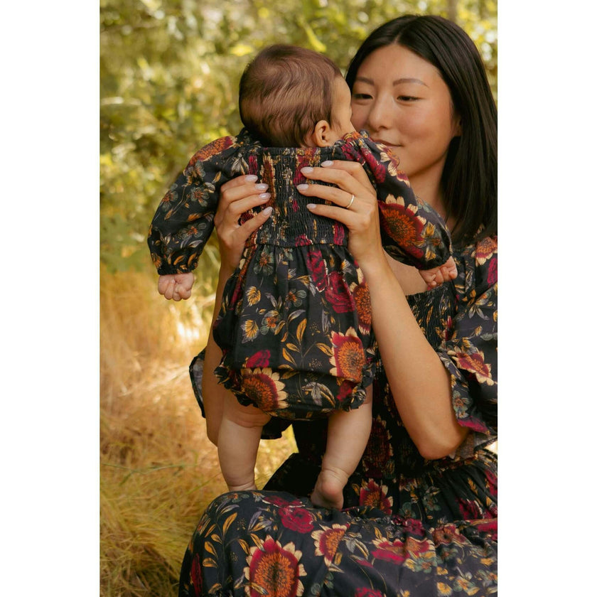 Baby Madeline Romper in Moody Sunflower