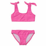 Plush Terry Tie Shoulder Sleeveless Crop Bikini Top