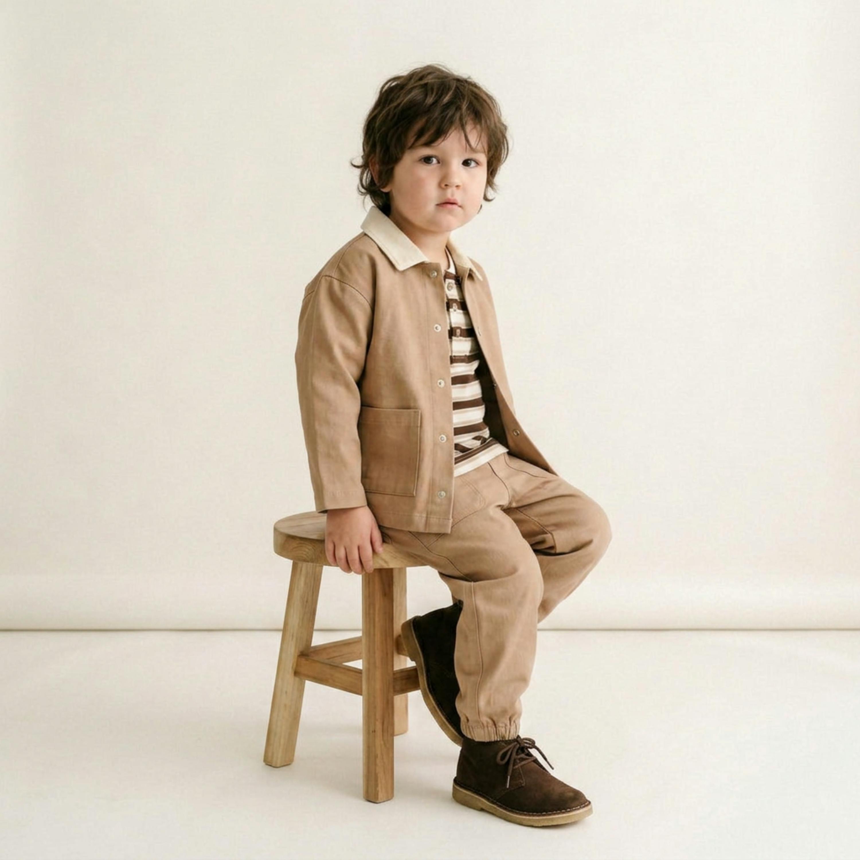 Organic Twill Button Jacket - Taupe