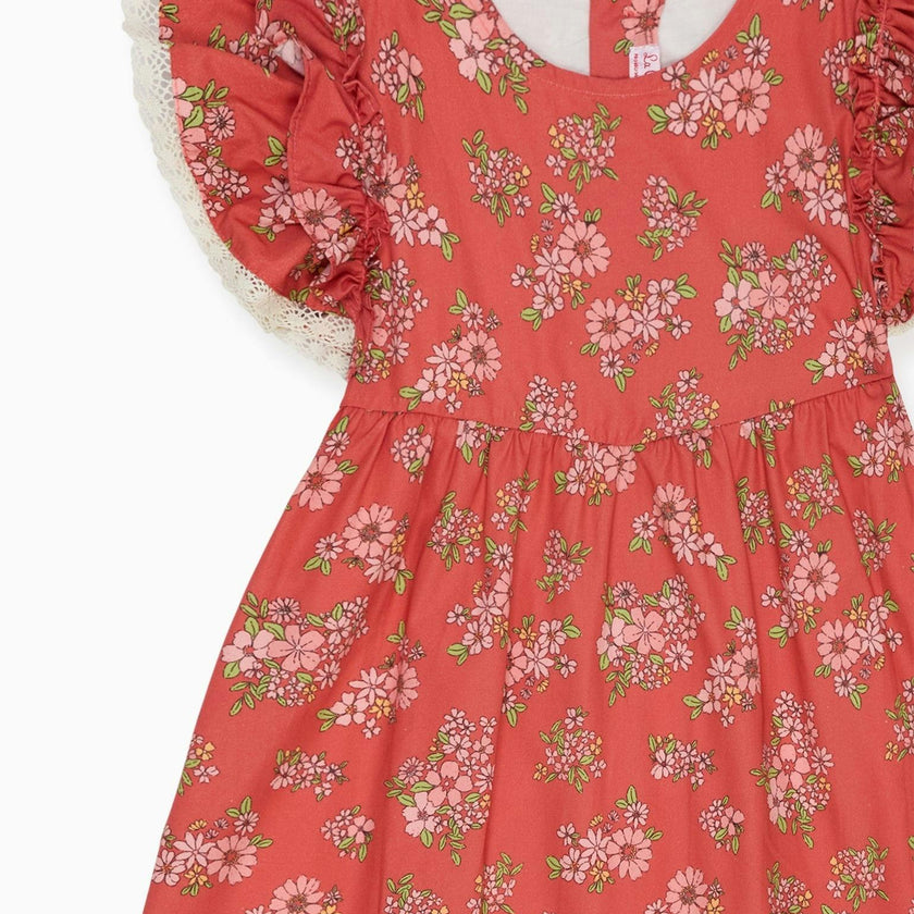 Red Floral Elsie Girl Empire Dress