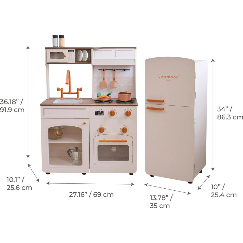 Teamson Kids Little Chef Normandy Wooden Play Kitchen with 14 Accessories