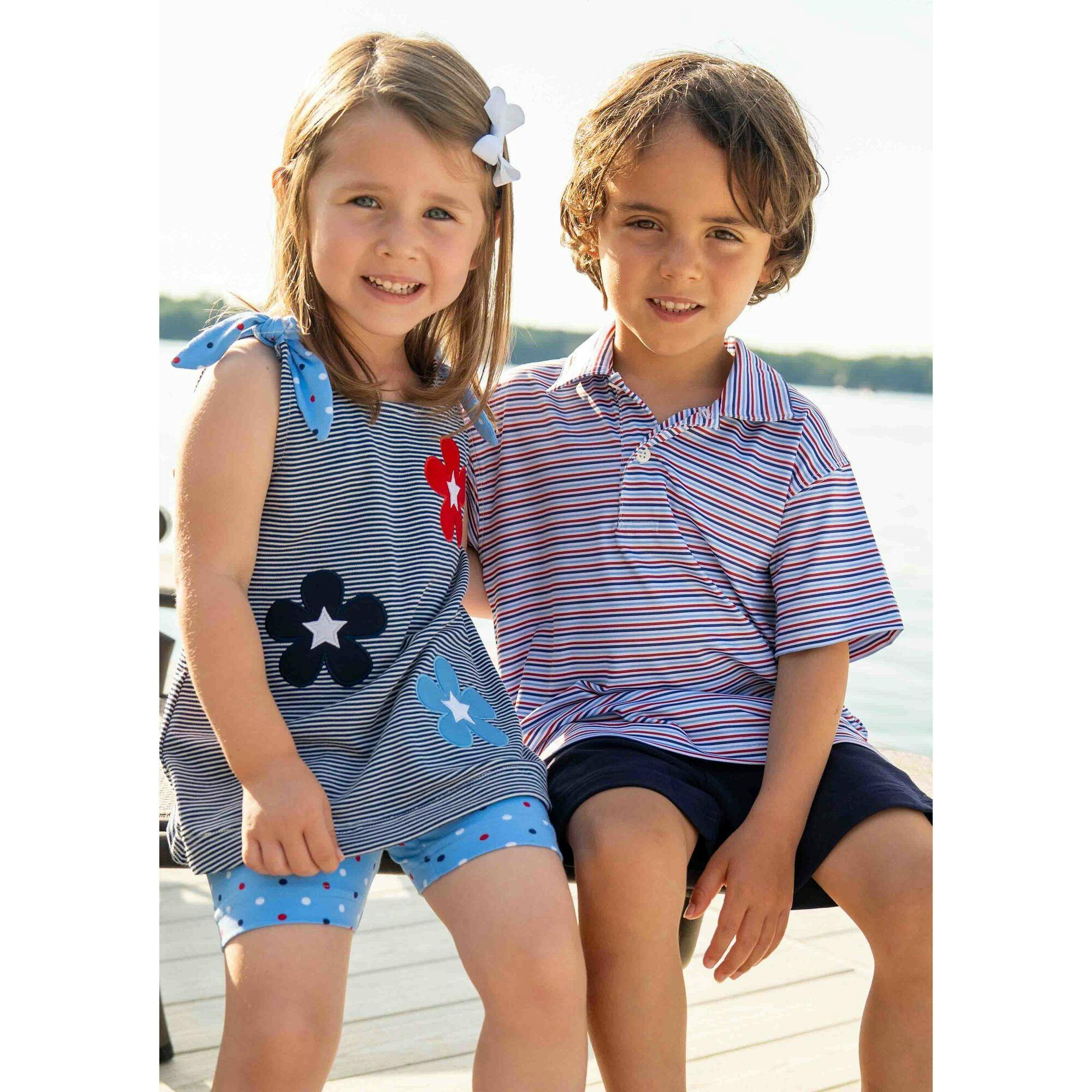 Stripe Knit Short Set With Flowers & Stars