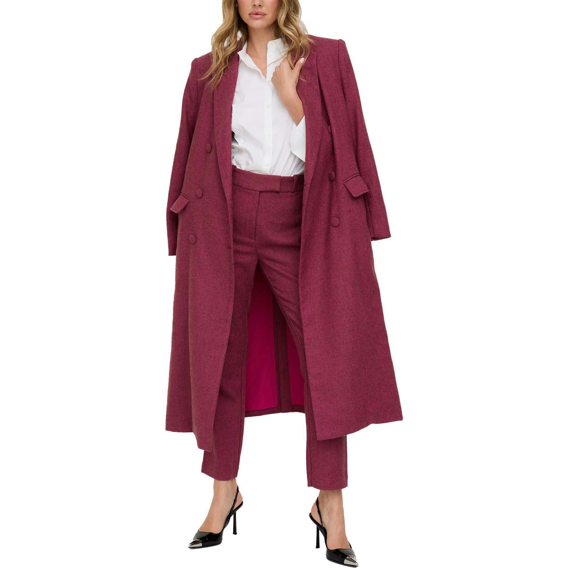 Jakki Tailored Herringbone Print Coat