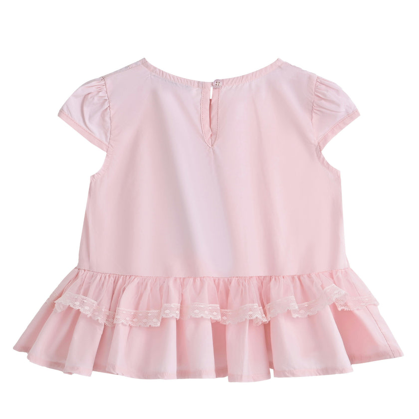 Pink Lace Bow Short Set