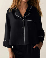 The Celine Silk Pajama Set in Black