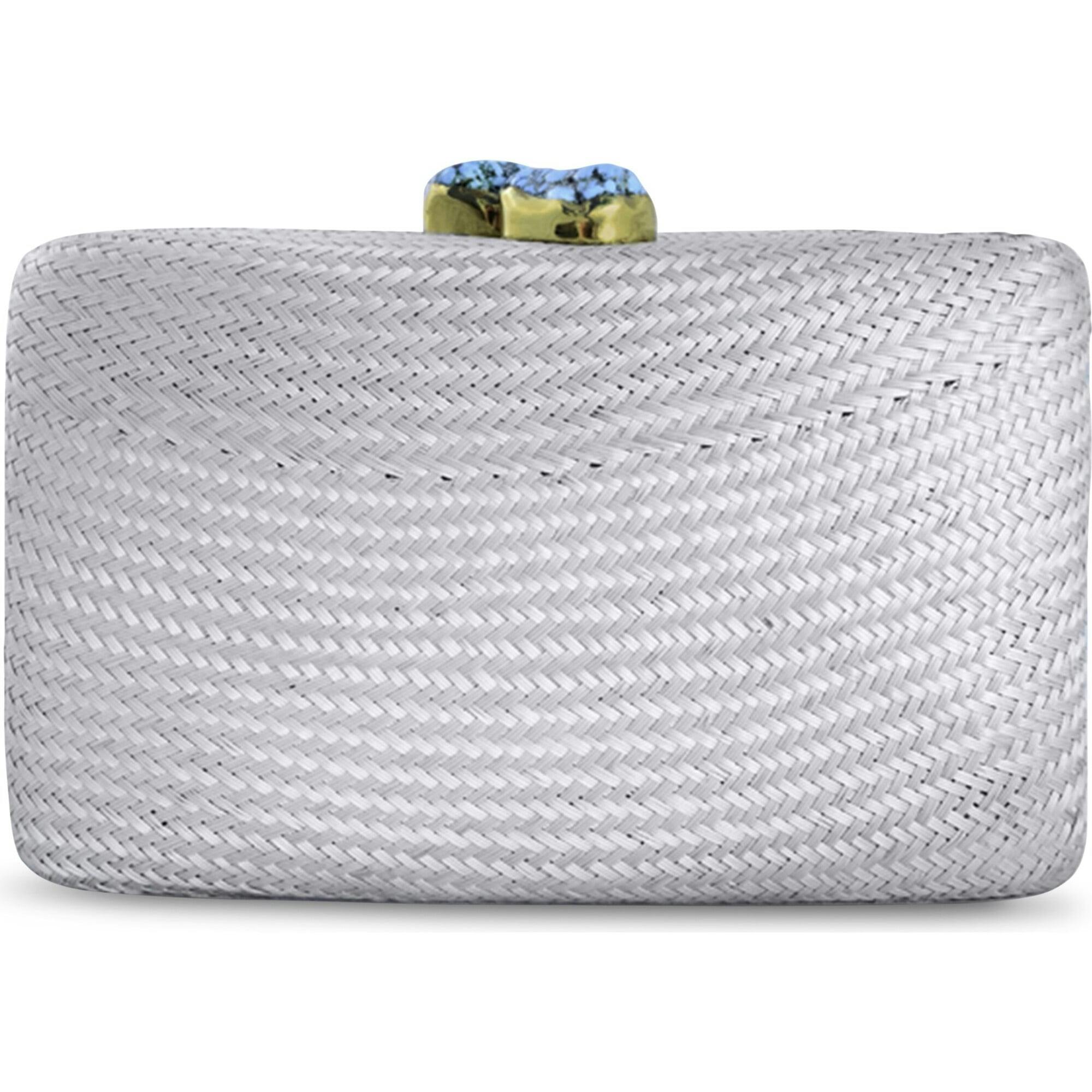 Women's Jen Straw Turquoise Stone Clutch Bag