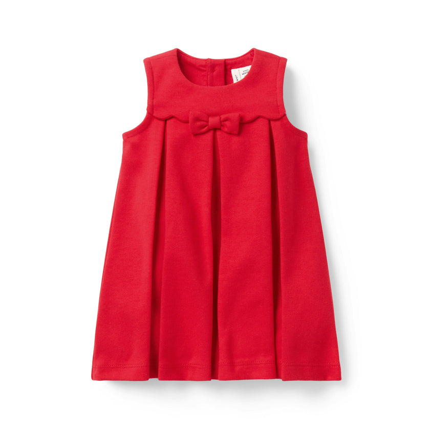 Baby Pleated Ponte Dress, red
