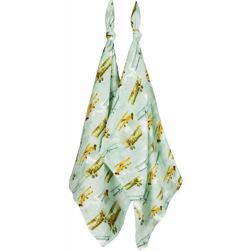 Vintage Planes Organic Cotton Muslin Two-Piece Burp Cloth Set