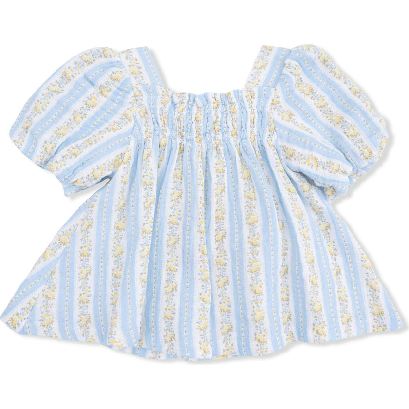 Odalys Floral Stripe - Puff Sleeve Baby Doll Dress and Bloomer