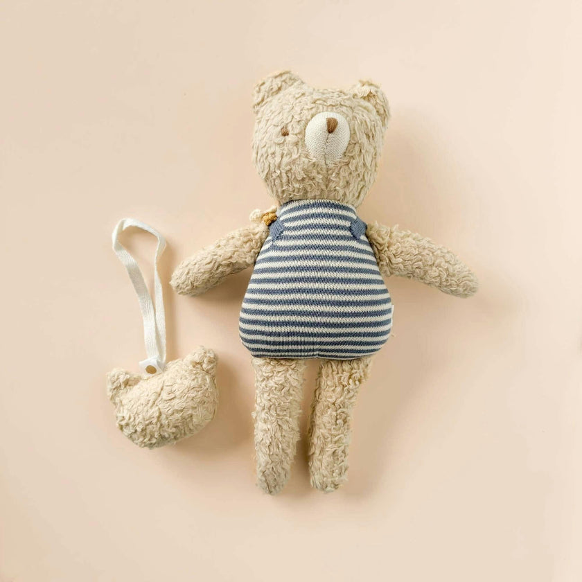 Blue Stripe Swaddle and Henry Bear Plush Toy Set