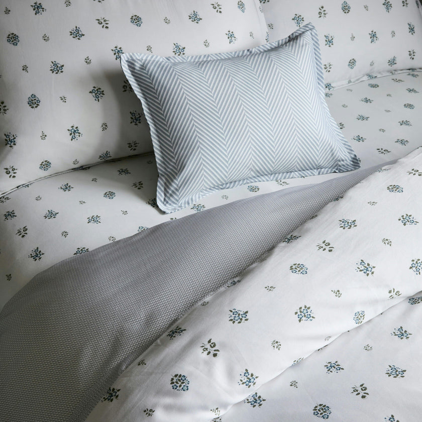 Feuille Bluer Linen Duvet Set